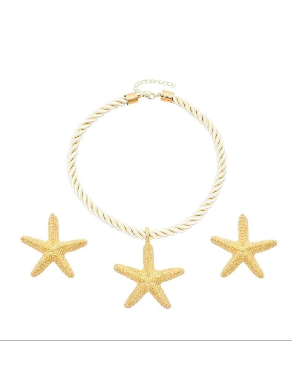 Star Gold Starfish Earrings&Necklace Set